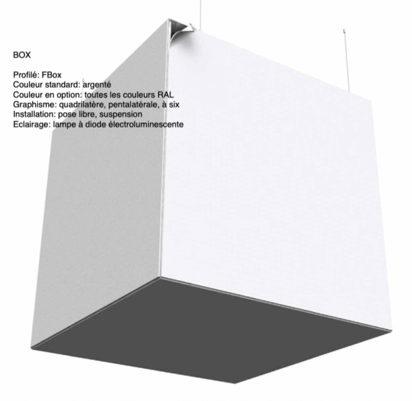 Alternative view of cube lumineux suspendu - profilé FBOX