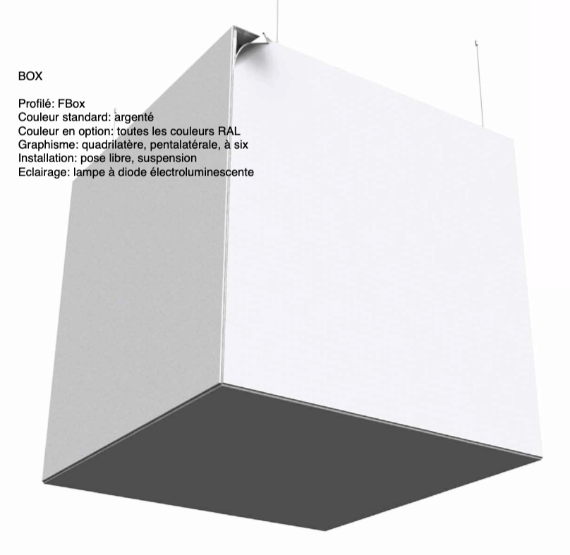 cube lumineux suspendu - profilé FBOX – Image 2